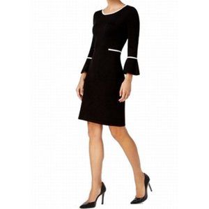 Calvin Klein Sheath Bell Sleeve Dress - Size 6 - Black